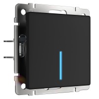 Сенсорный выключатель одноклавишный с подсветкой с Wi-Fi 4А/230В Werkel умный дом, черный матовый a048326